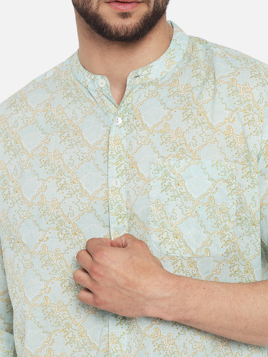 Pastel Blue ' Marine Drift ' Printed Shirt