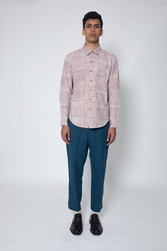 Printed Pencil Stripe Casual Shirt