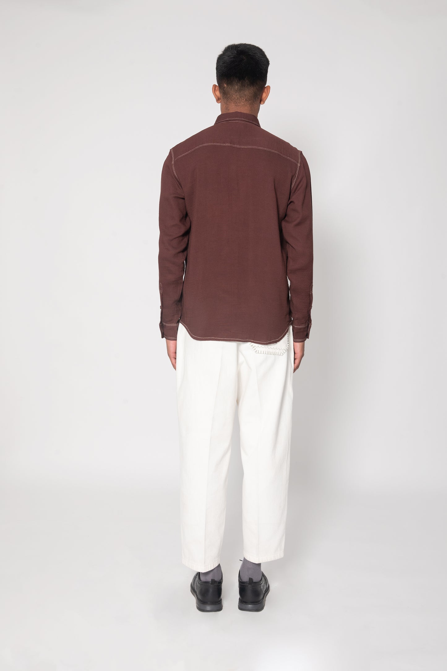 Solid Detailed Stitch Casual Shirt