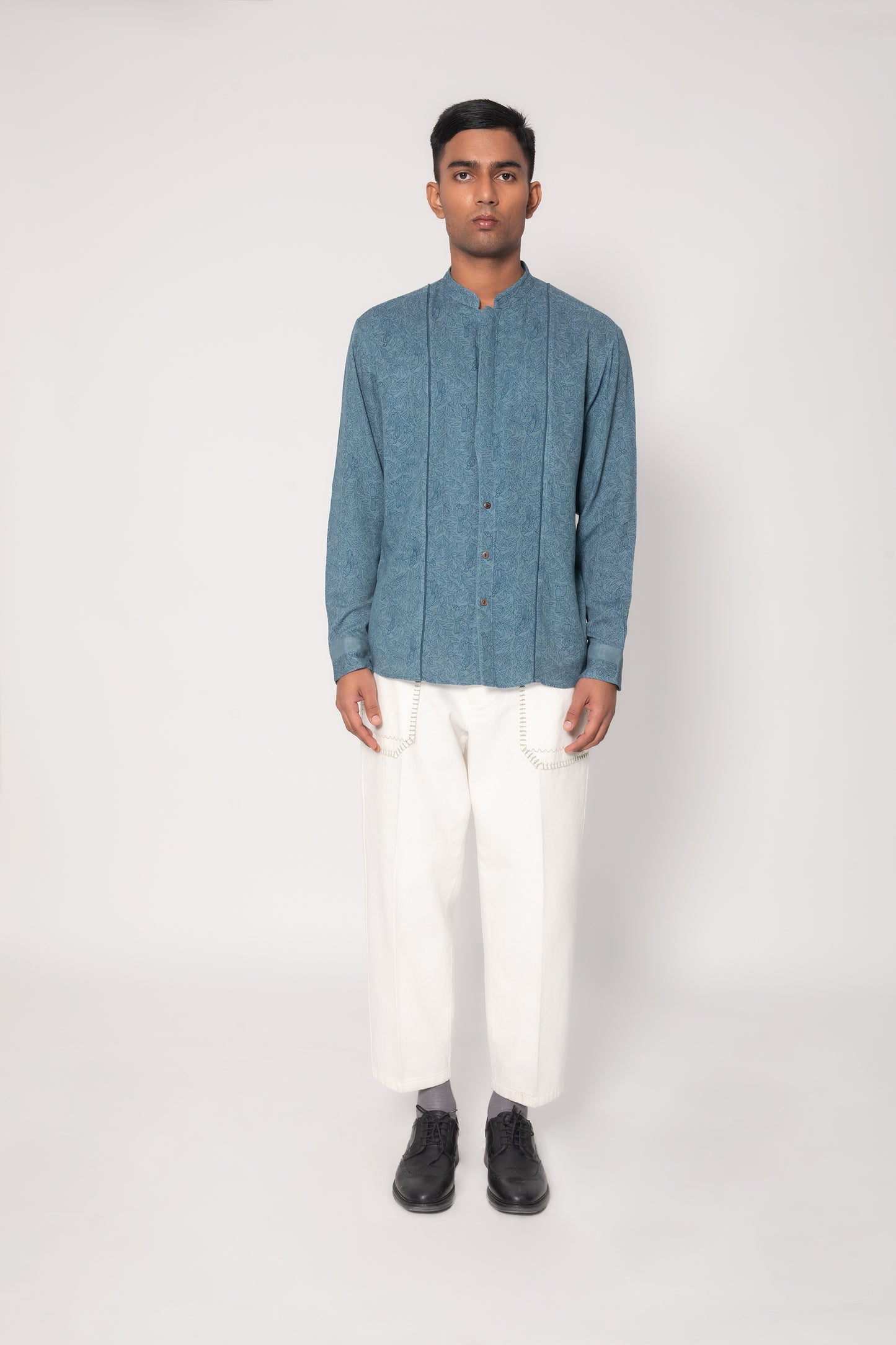 Indigo Printed Neem Jaal Casual Shirt