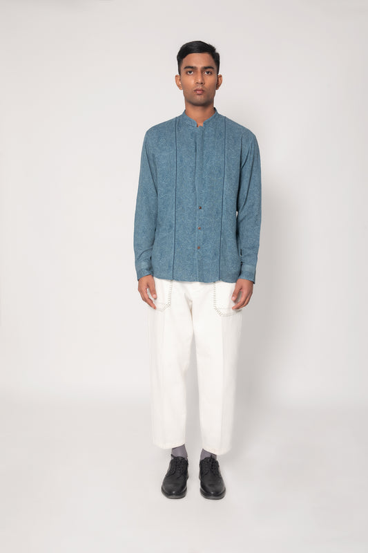 Indigo Printed Neem Jaal Casual Shirt