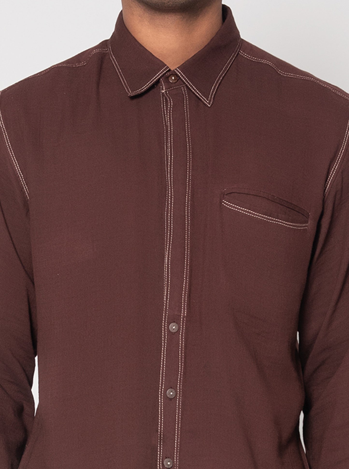 Solid Detailed Stitch Casual Shirt