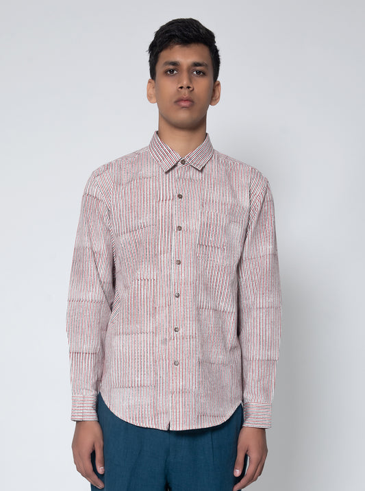Printed Pencil Stripe Casual Shirt