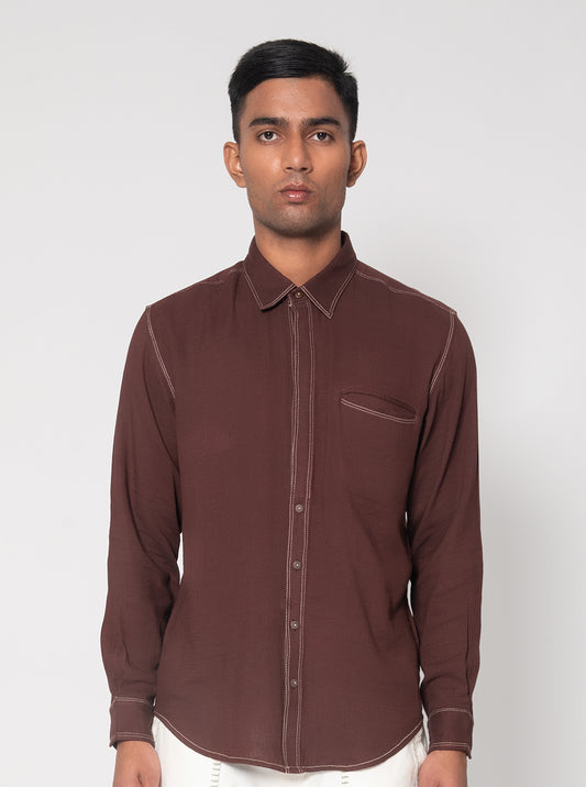 Solid Detailed Stitch Casual Shirt