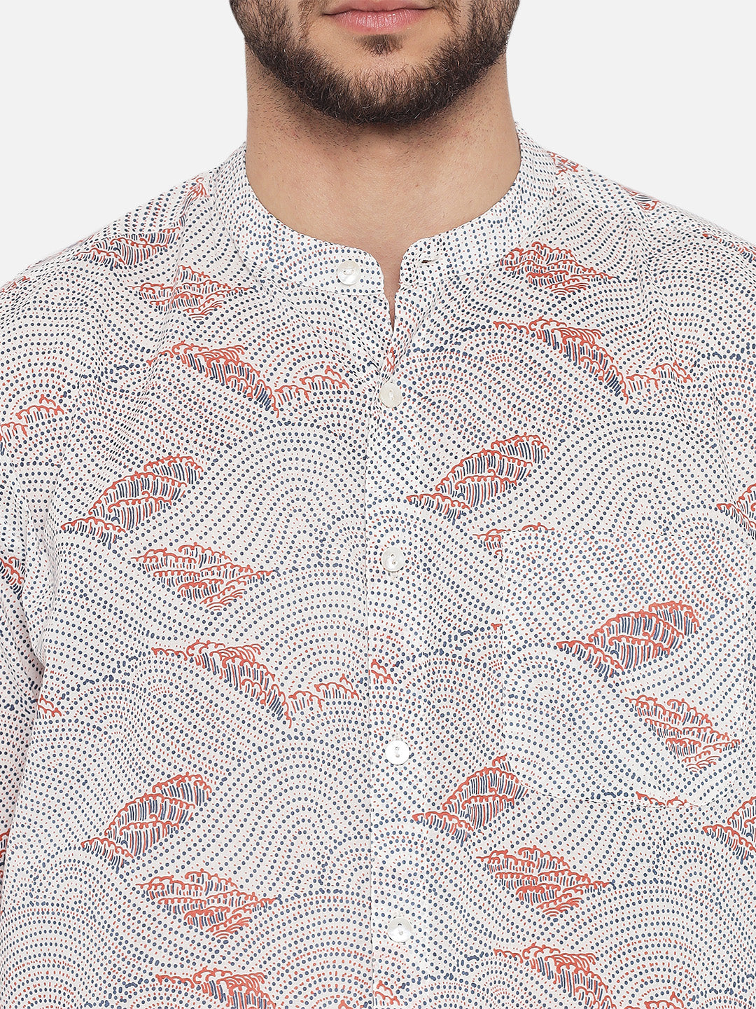 Cotton Red Blue ' Tarang ' Printed Shirt